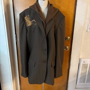 Atti Blazer with attached hoodie. Pinstriped xl
